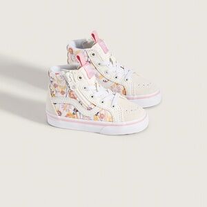 Vans Toddler Sk8-Hi Side Zip Sneakers - Cream and Pink Floral BRAND NEW